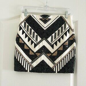 High Waisted Sequin Mini Skirt - S